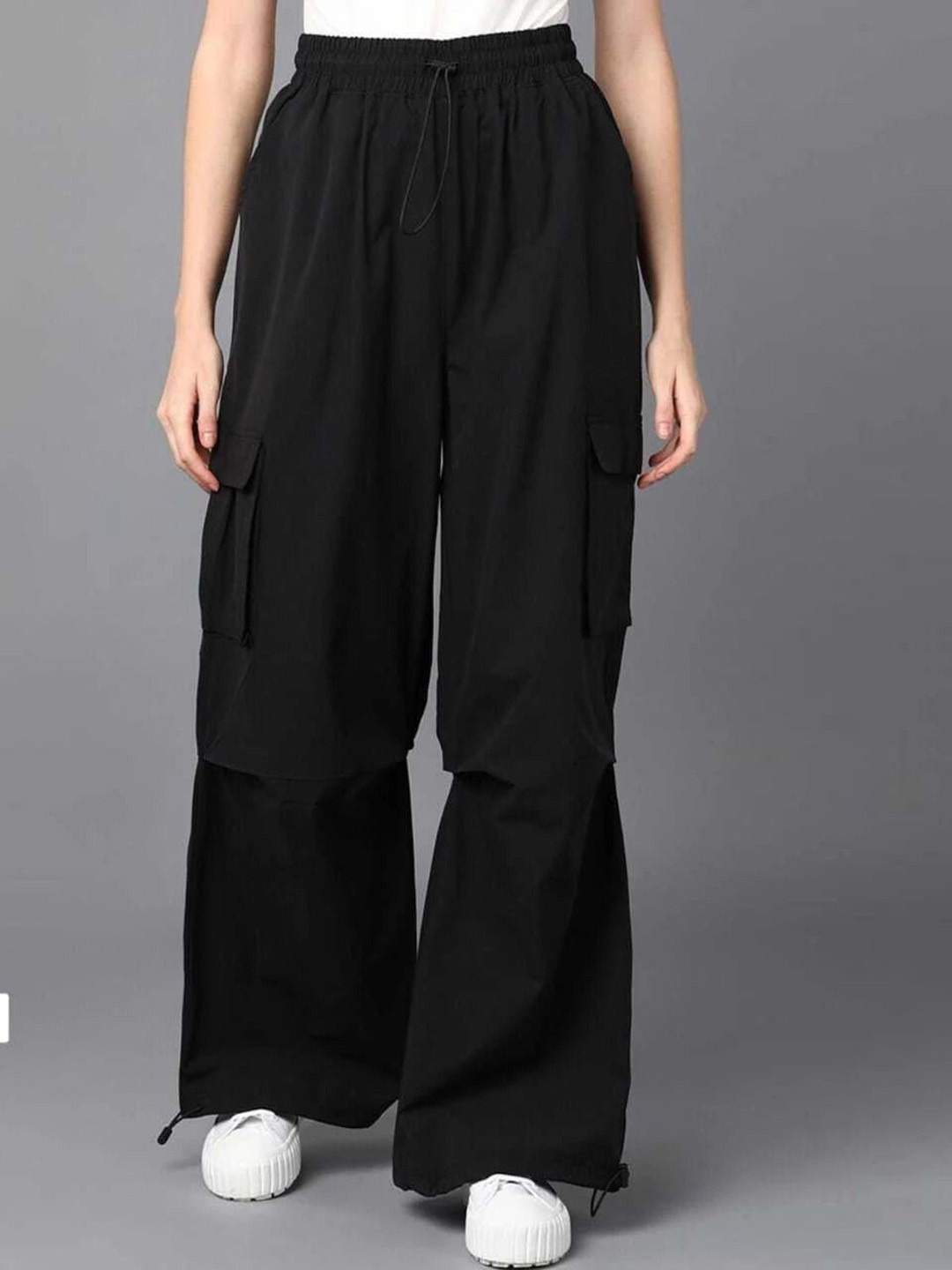 Sash Women Loose Fit High-Rise Cargos Trousers
