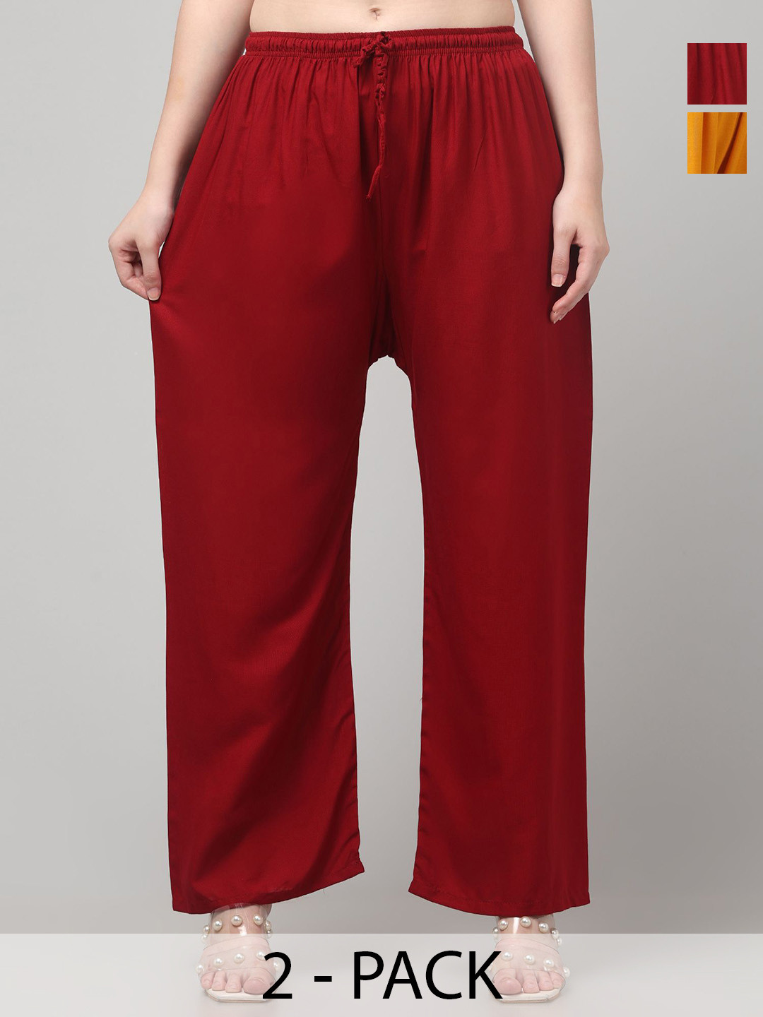 AFFLEON Women Pack of 2 Wide Leg Palazzos