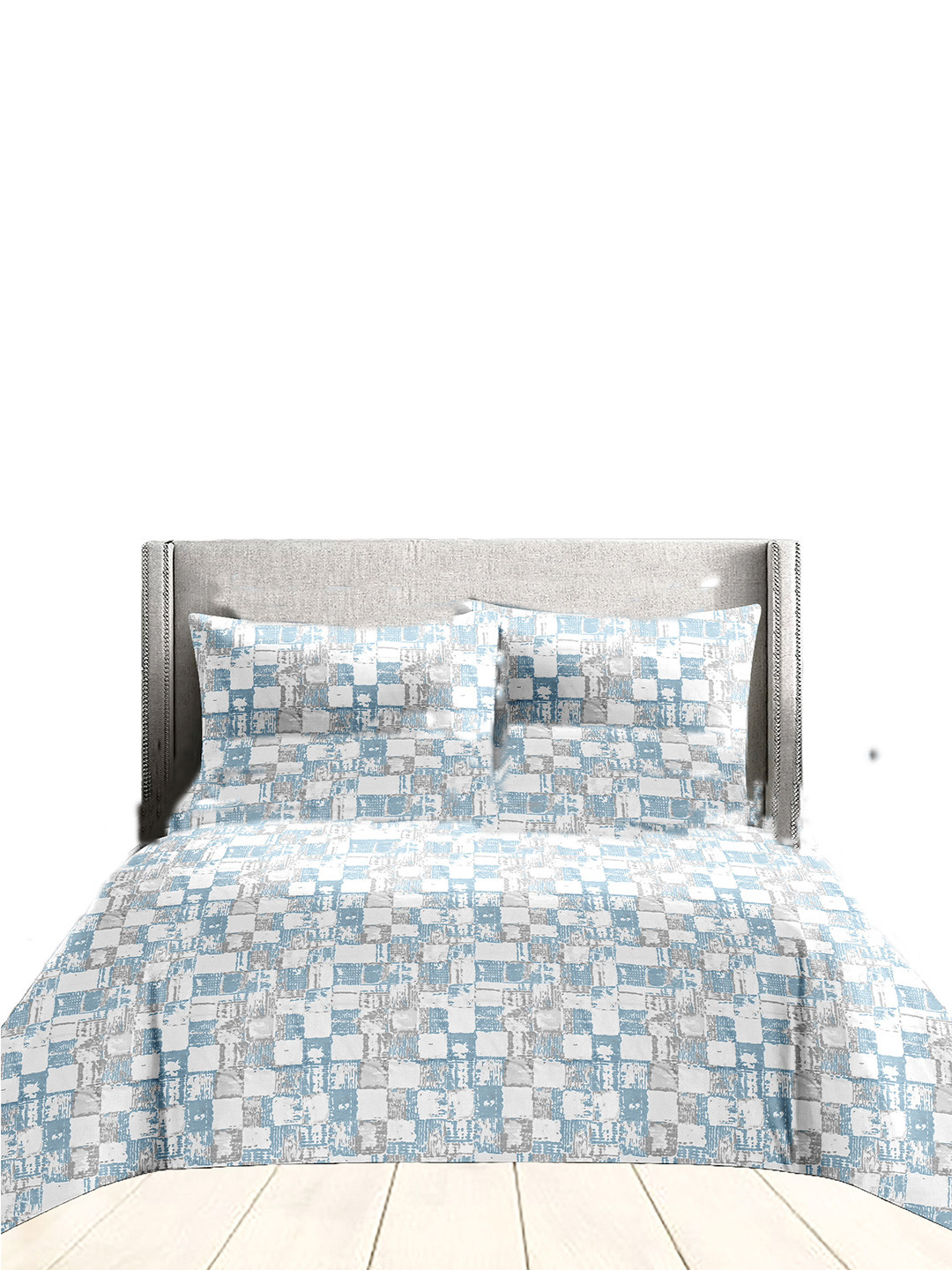 Ariana Garda Blue & White 210 TC Cotton King Bedsheet Set 2.70 m x 2.25 m