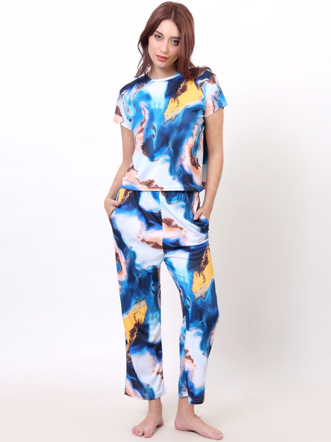 Clothus Women Printed Top & Pajama Night suit
