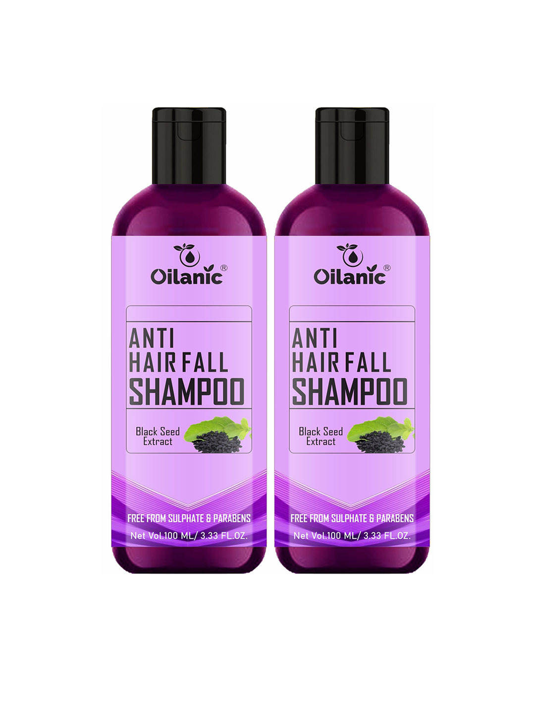 Oilanic Set Of 2 Anti-Hair Fall Hair Shampoo With Black Seed Reduces Breakage-100 ml Each
