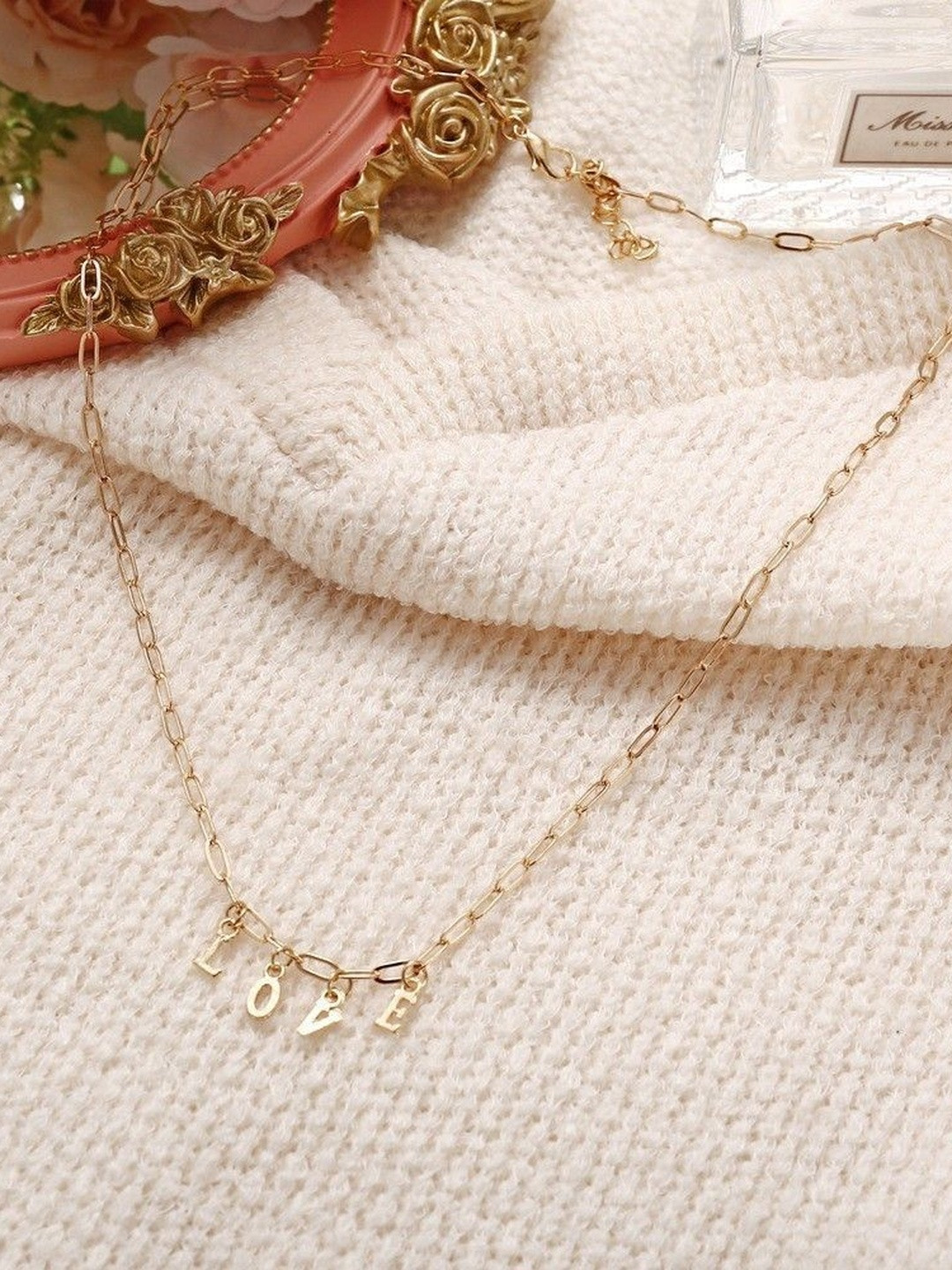 Arzonai Women Gold Plated Love Letters Charm Chain