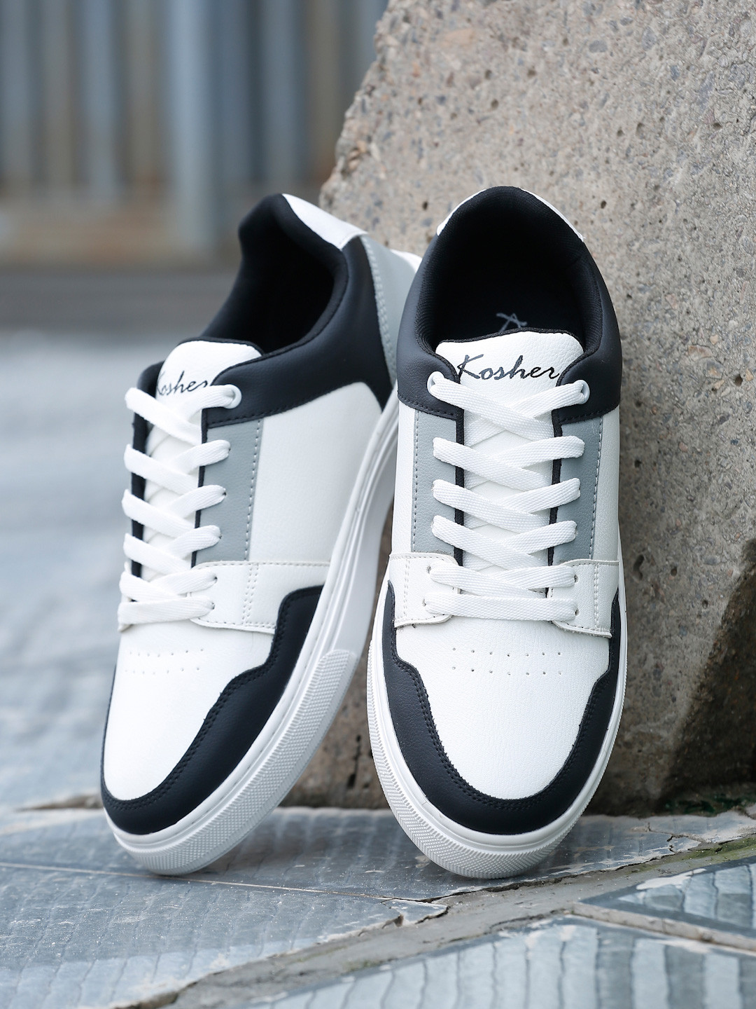 Kosher Men Synthetic Leather Lace-Ups Stylish Sneakers