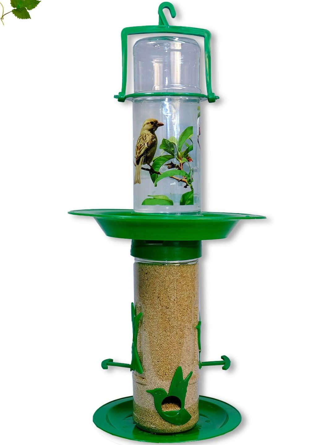 AMIJIVDAYA Green Plastic Bird Food Feeder