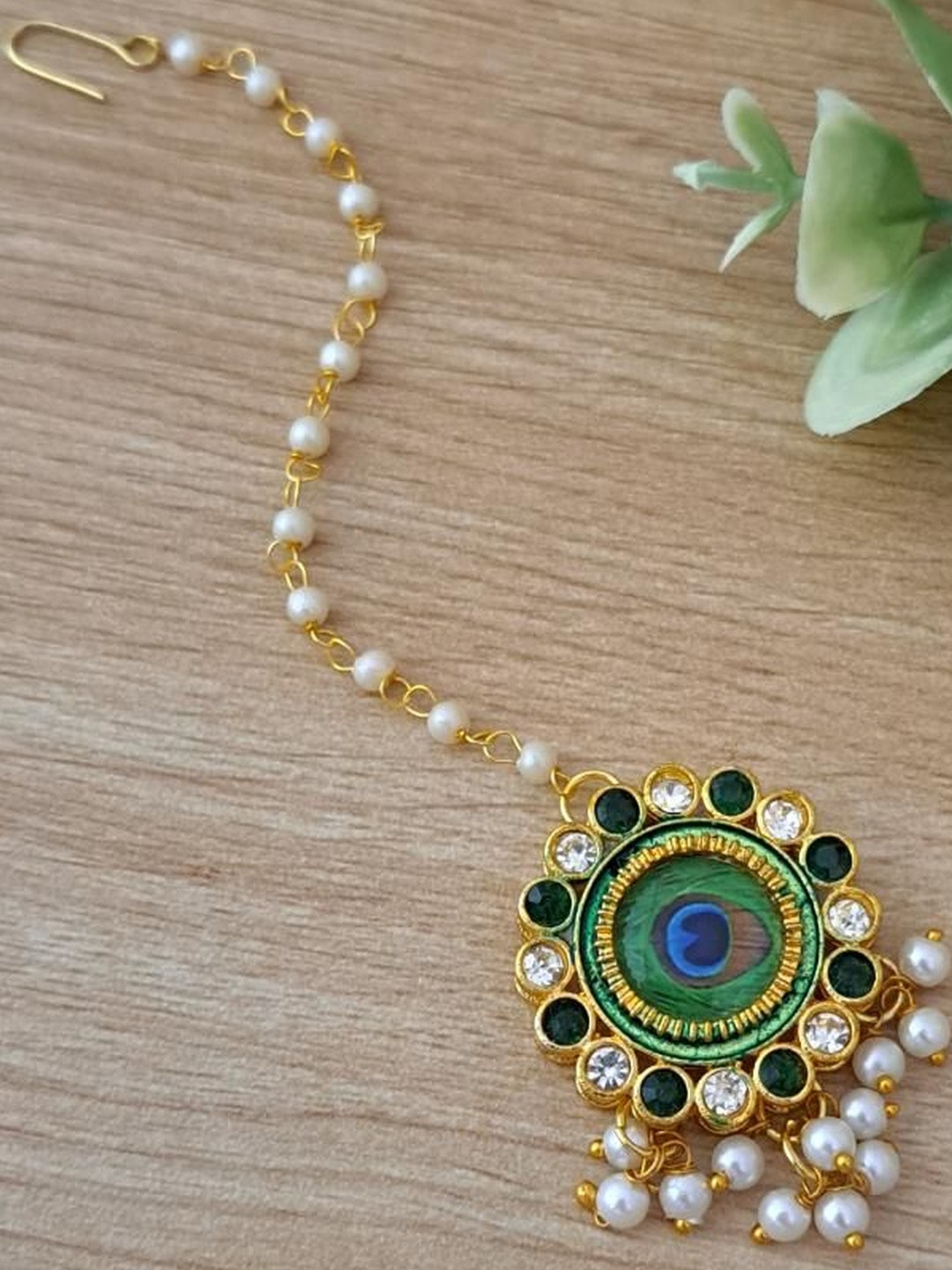 MERYCRAFT Women Alloy Gold-Plated Handmade Head Jewellery