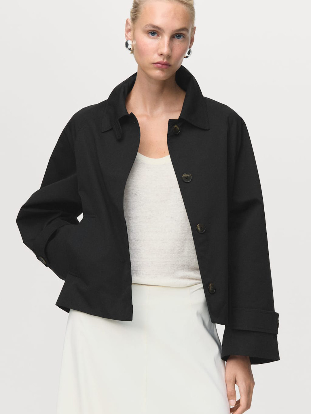 MANGO Water Repellent Tailored Jacket With Epaulettes