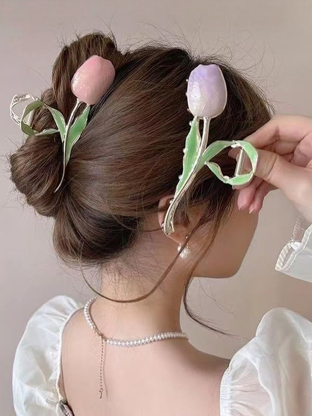 Beauty Flow Women purple Rose Flower Shaped Metal Claw Clip