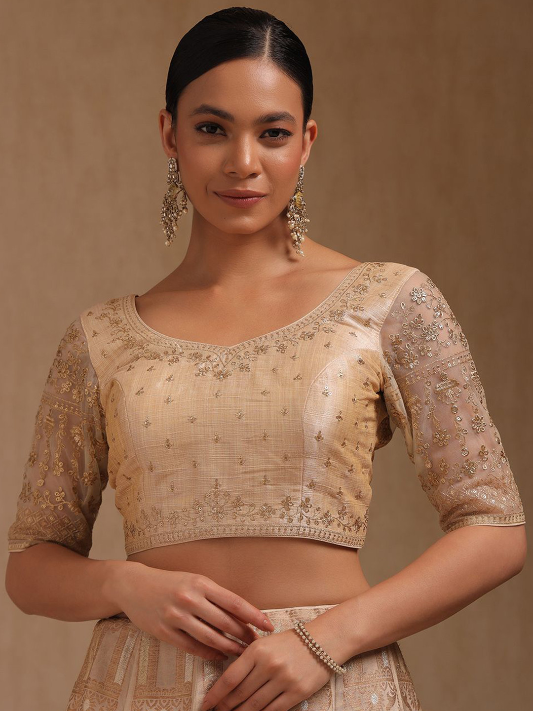 Soch Women Sequin Embroidered Padded Saree Blouse