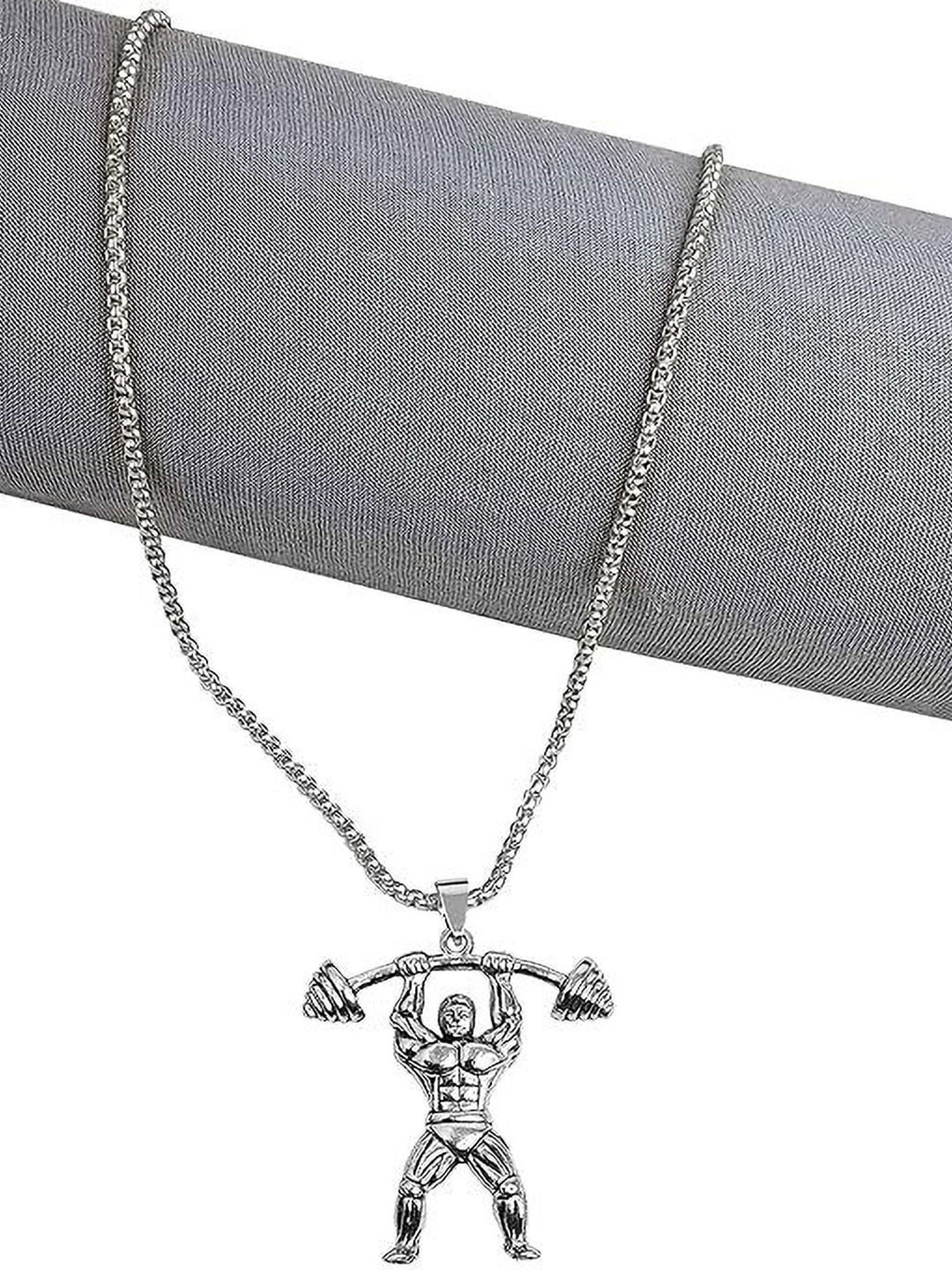 PASU FASHION Unisex Stainless Steel Bodybuilder Shaped Pendant With Chain