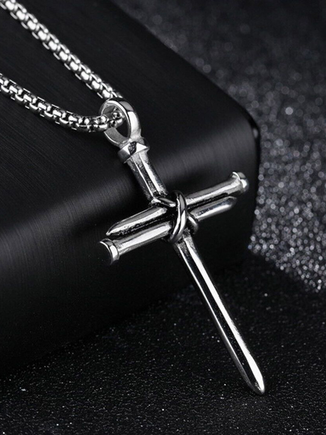 PASU FASHION Unisex Stainless Steel Cross Sign Shaped Pendant With Chain
