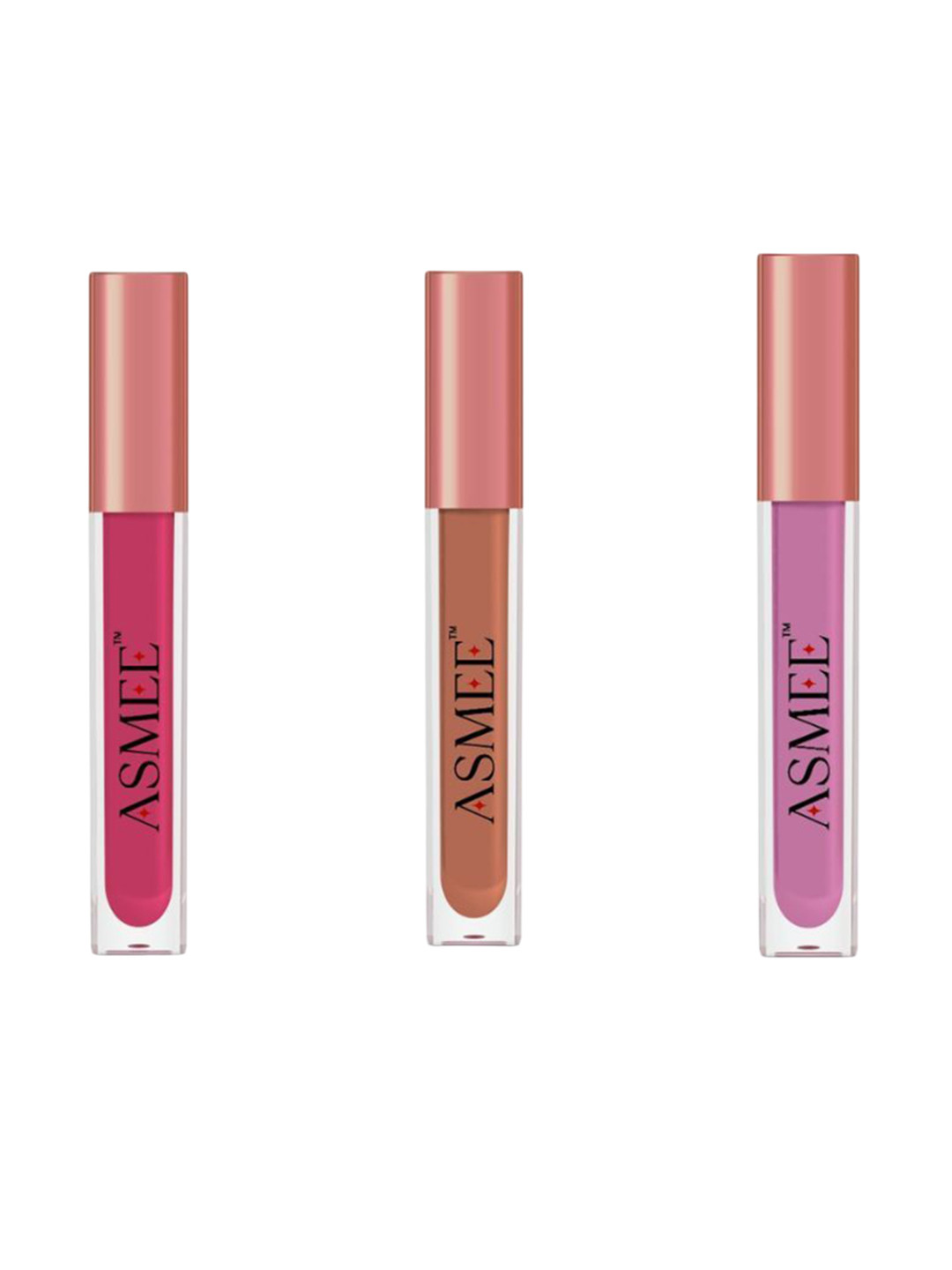 ASMEE Set Of 3 Matte Liquid Lipstick-4 ml Each- Iris Purple- Tulip- Tropical Hibiscus