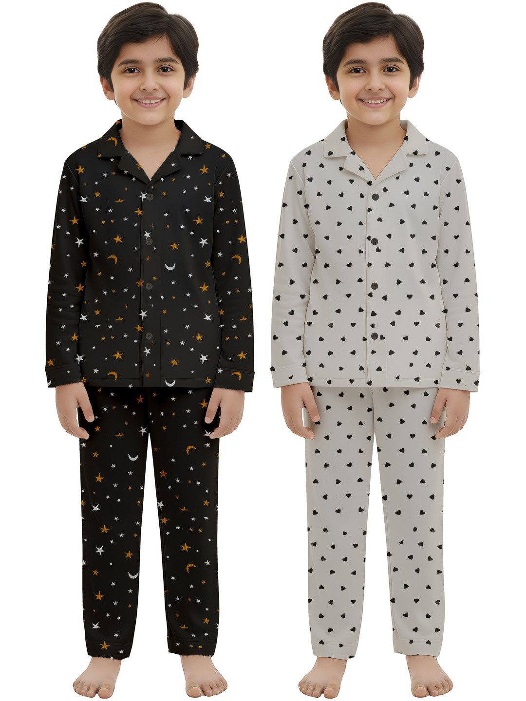 Fasha Unisex Kids Printed Cotton Night Set