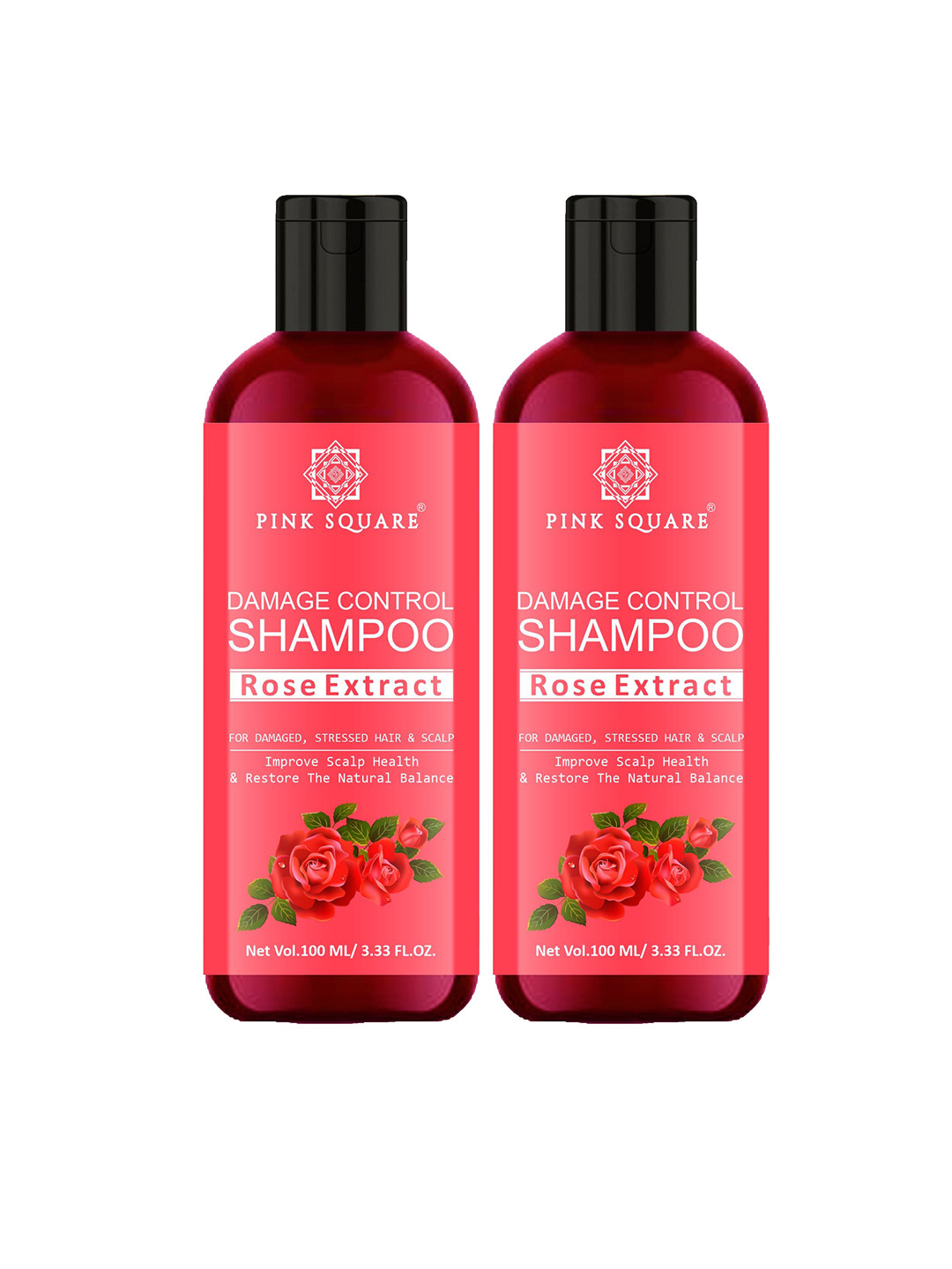 Pink Square Set Of 2 Damage Control Shampoo With Rose Extract- 100 ml Each