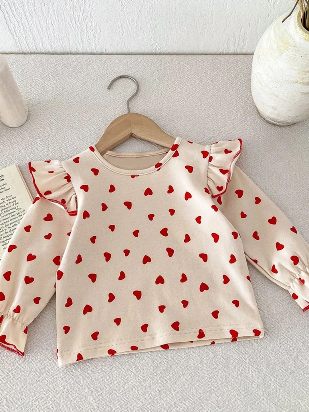 LULU & SKY Girl's  Conversational Printed Ruffle Sleeve Top