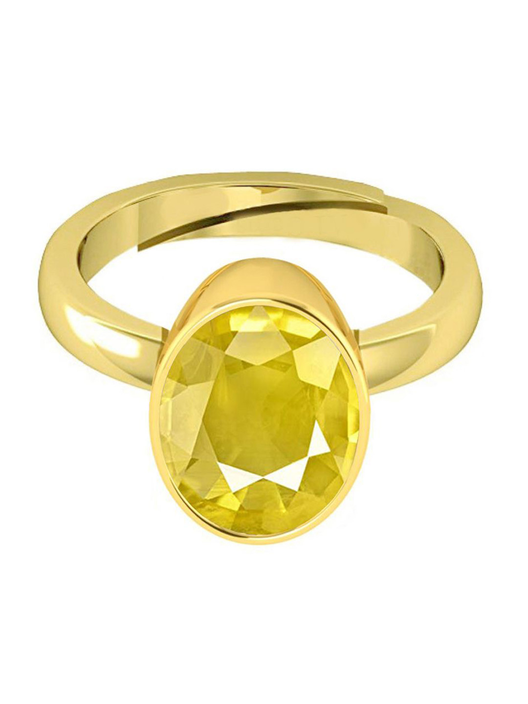 VISHVMA Gold-Plated 4.00 Ratti Sapphire Pukhraj Gem Stone Studded Finger Ring