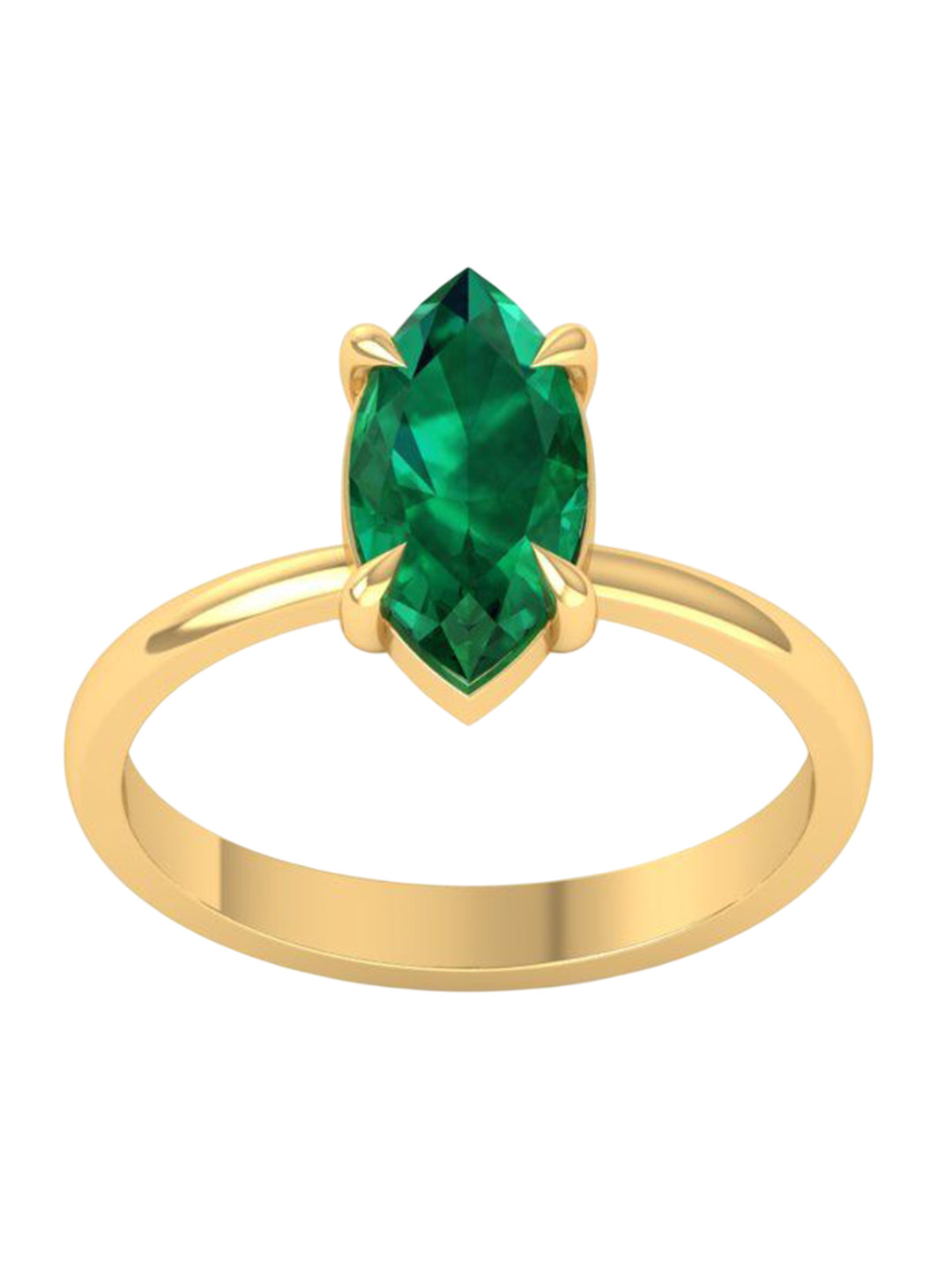 Hitmax Women Gold Plated Marquise Cut Emerald Ring