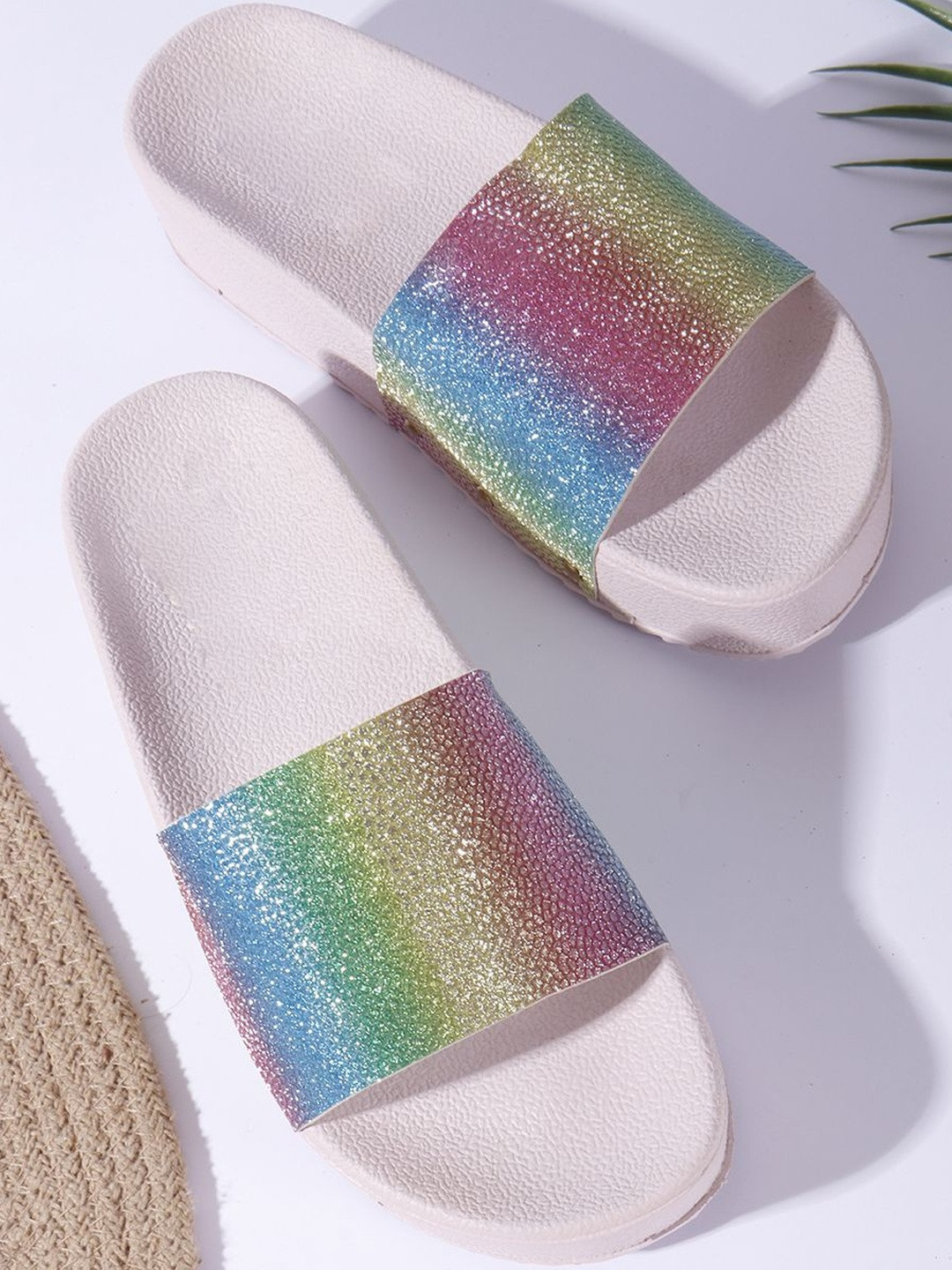 Kook N Keech Pink Textured Flatform Comfort Open Toe Heels Sandals