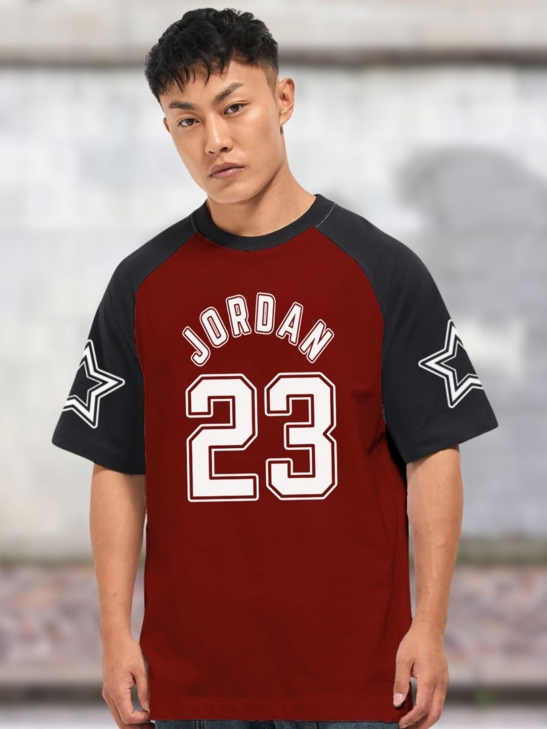 Men's Red & Black Typography Round Neck T-shirt