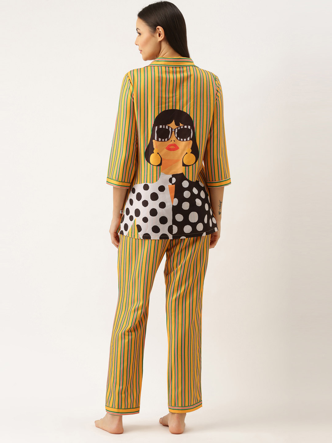 Bannos Swagger Strip Conversational Print night Suit