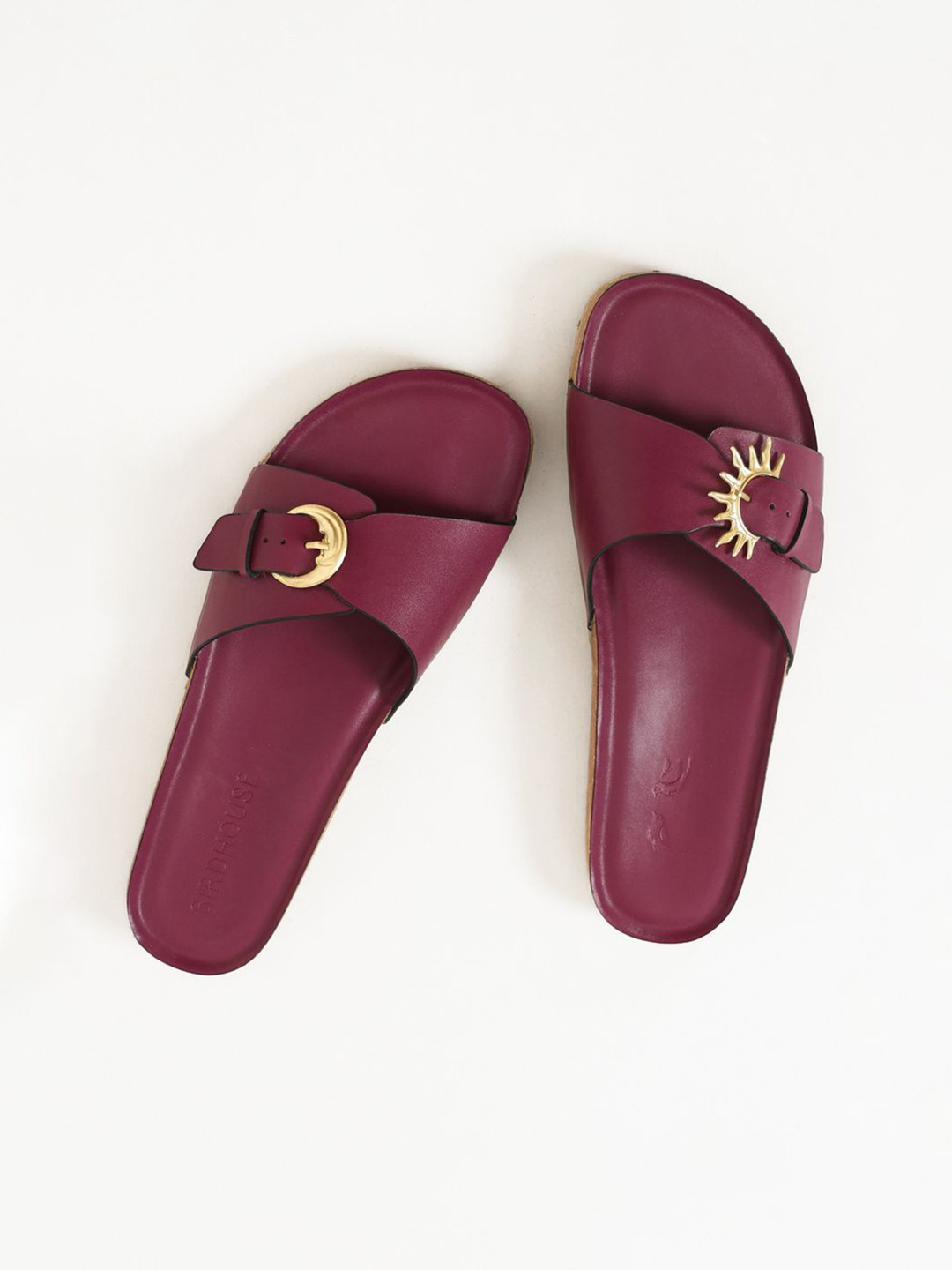 BIRDHOUSE Women Birdhouse Shaam Savera Slides Burgundy Deep Festive Hue Open Toe Flats