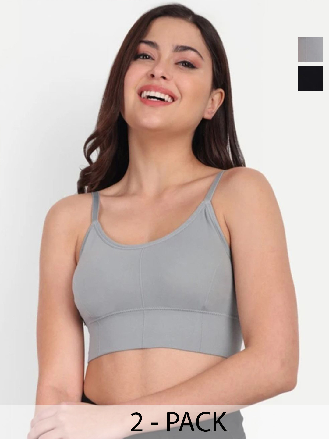 KALP CRAZE Women Pack Of 2 Non-Wired Moisture Wicking Lightly Padded Cotton Workout Bra