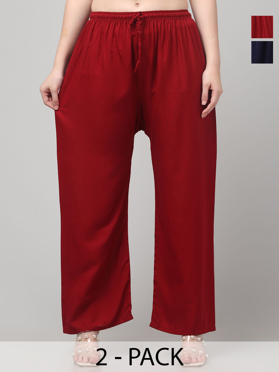 AFFLEON Women Pack of 2 Wide Leg Palazzos