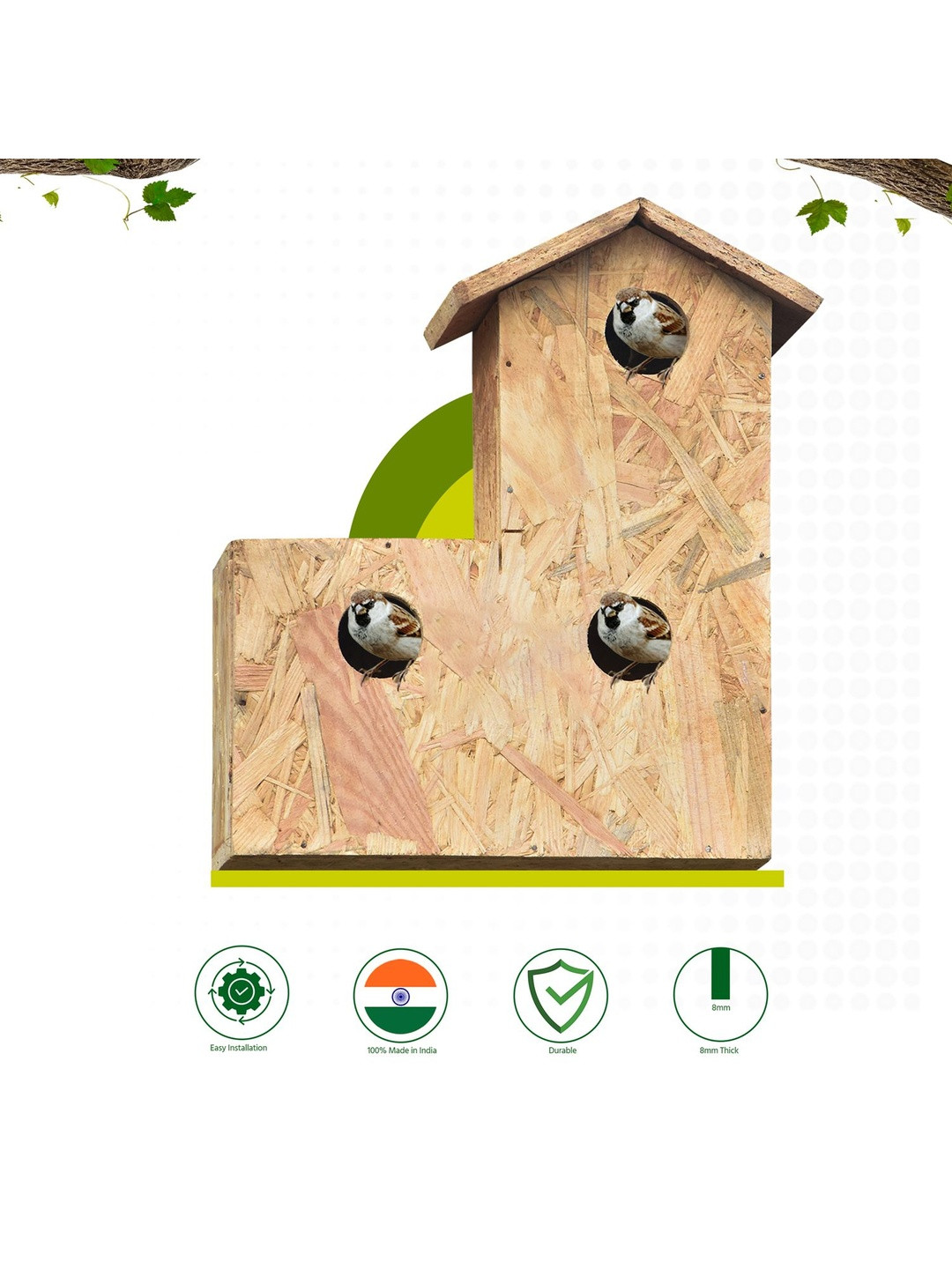 AMIJIVDAYA Wooden Wall Mount Bird House
