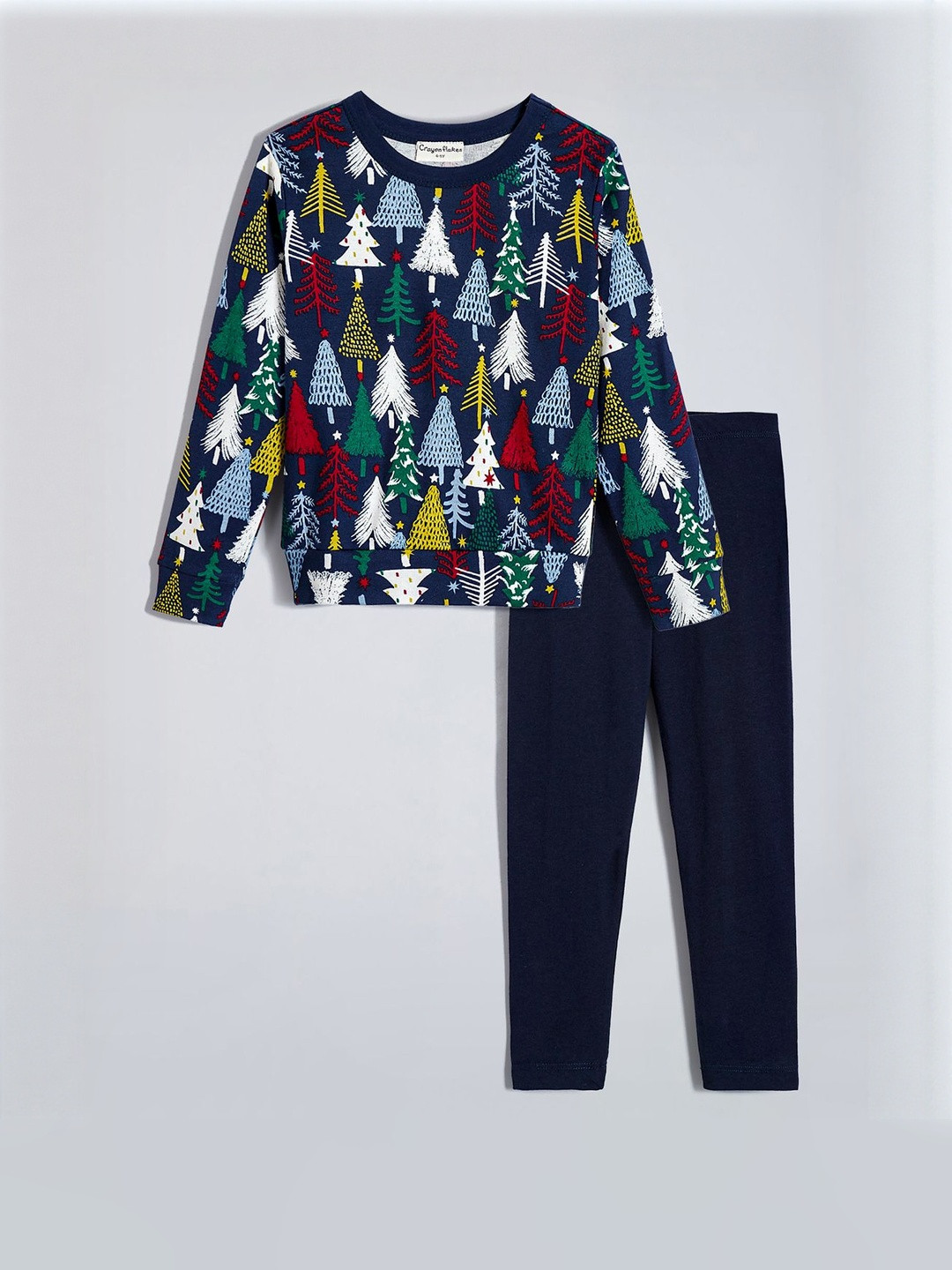 Hopscotch Girls Christmas Tree Printed Top with Leggings