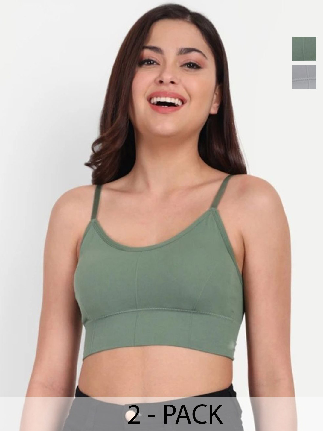 Megir Women Pack of 2 Solid Full Coverage Slightly Padded Non wired Everyday Bra