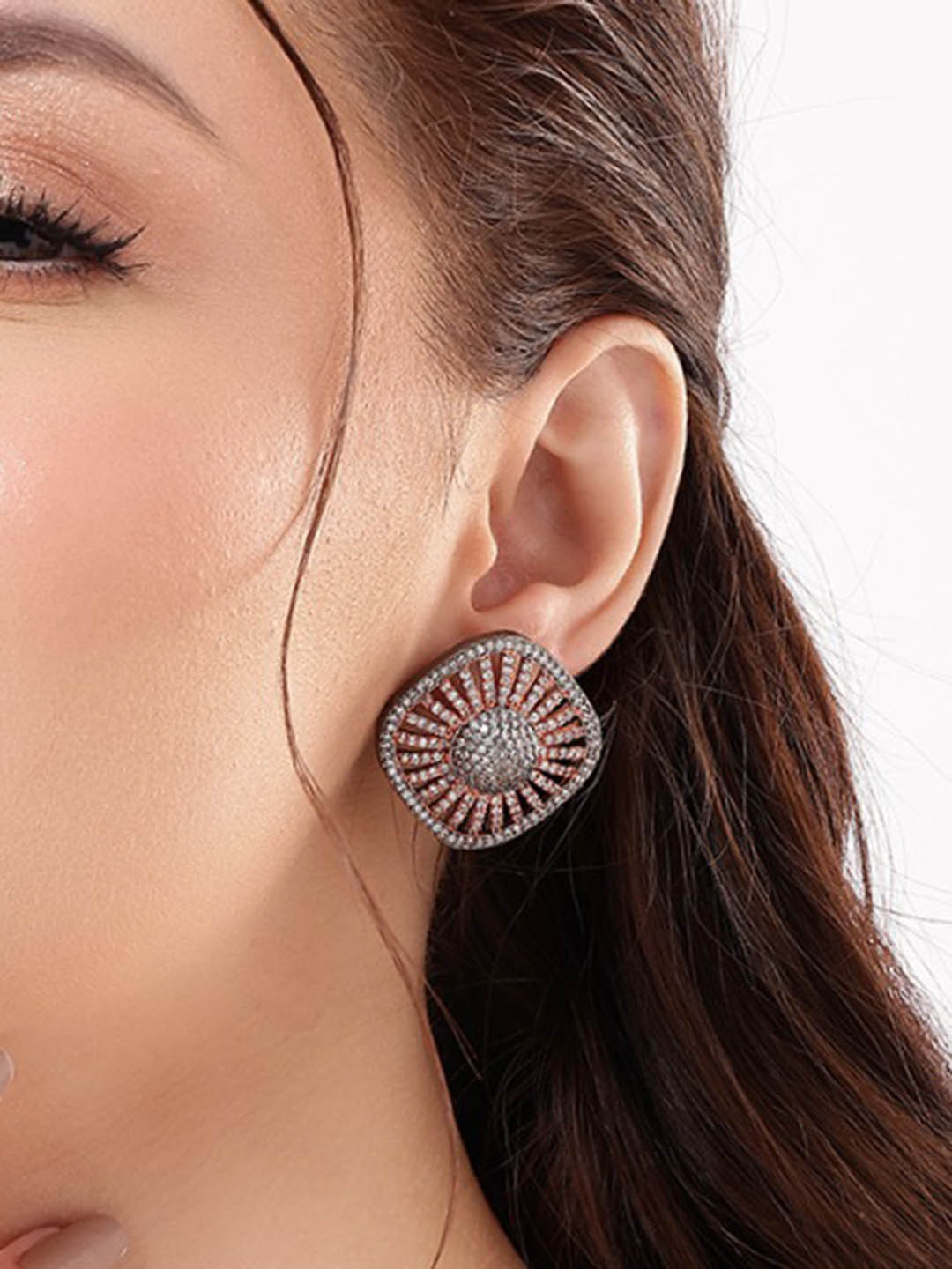 Nuyug Square Rhodium Plated Studs