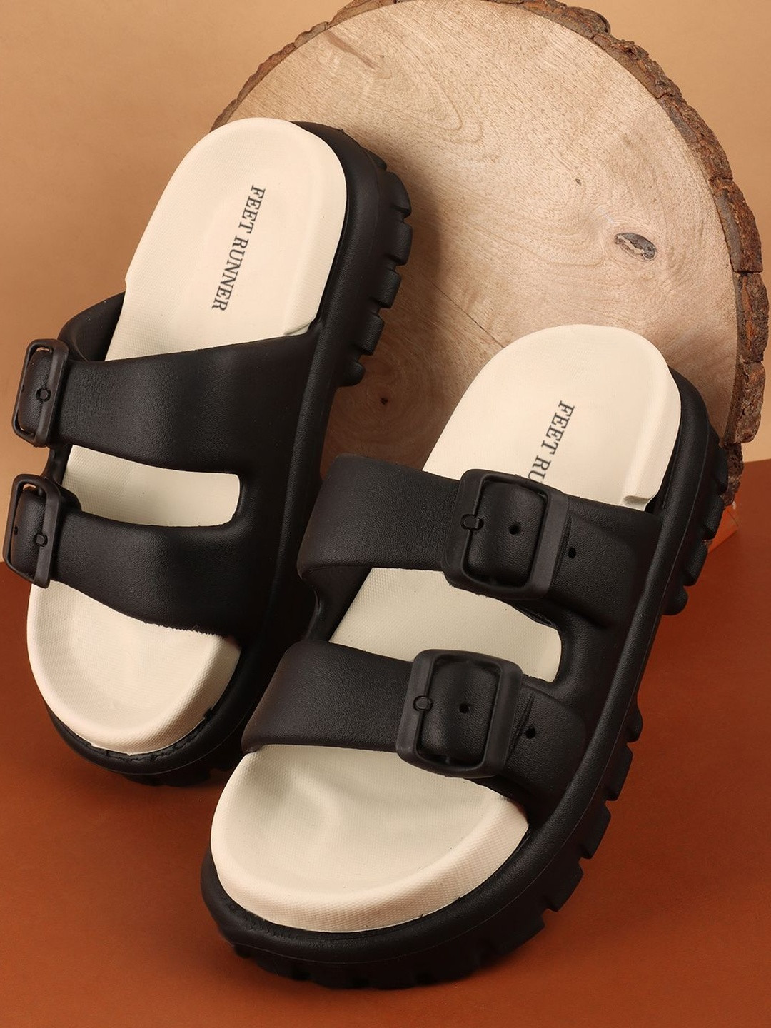 FEET RUNNER Women Black Comfortable EVA Casual Sliders