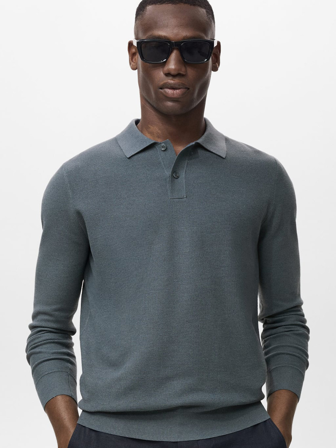 MANGO MAN Polo Collar Pullover