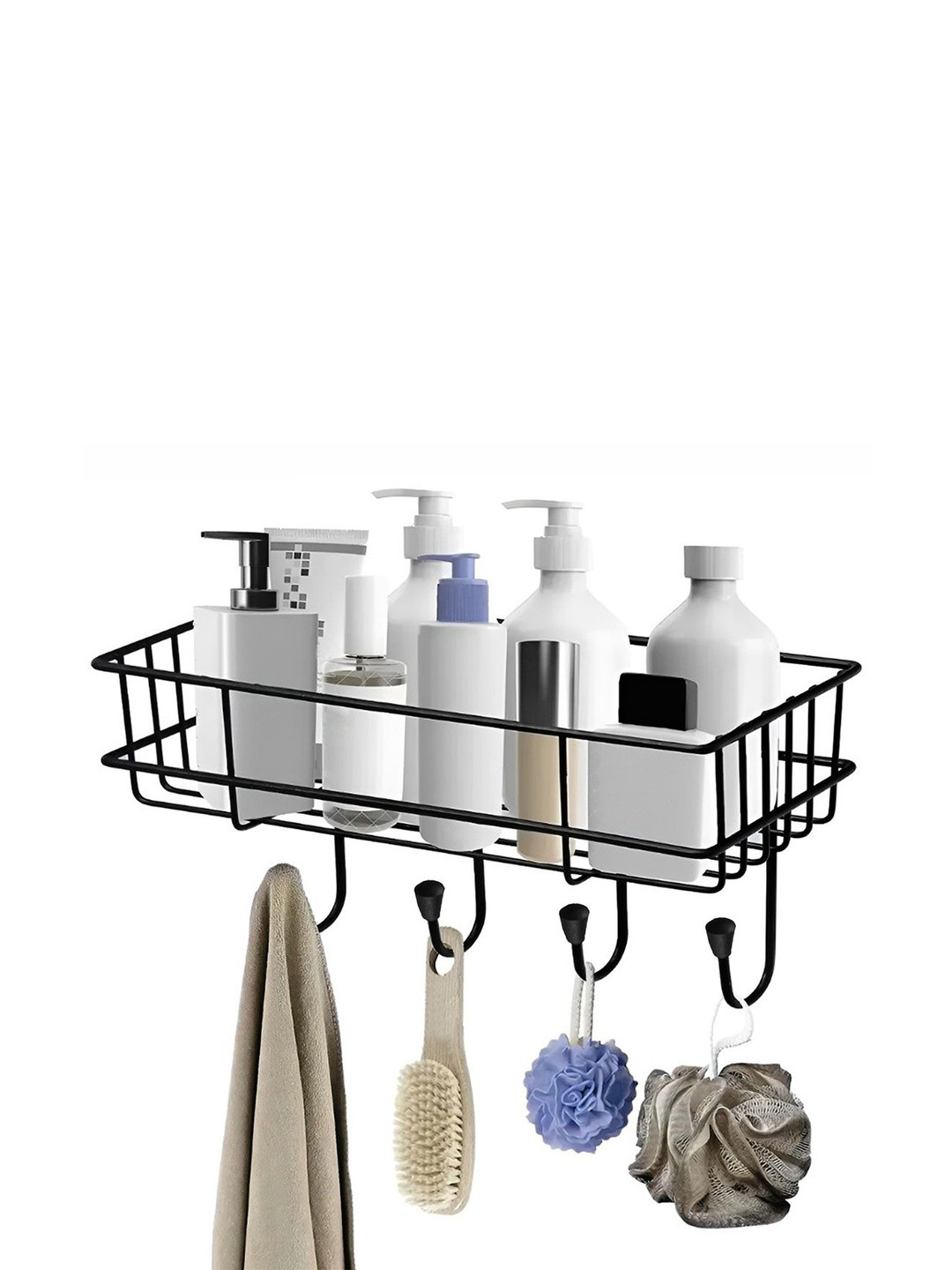 Story@home Black 2 Pieces Textured Metal Shower Caddy Kitchen Organisers