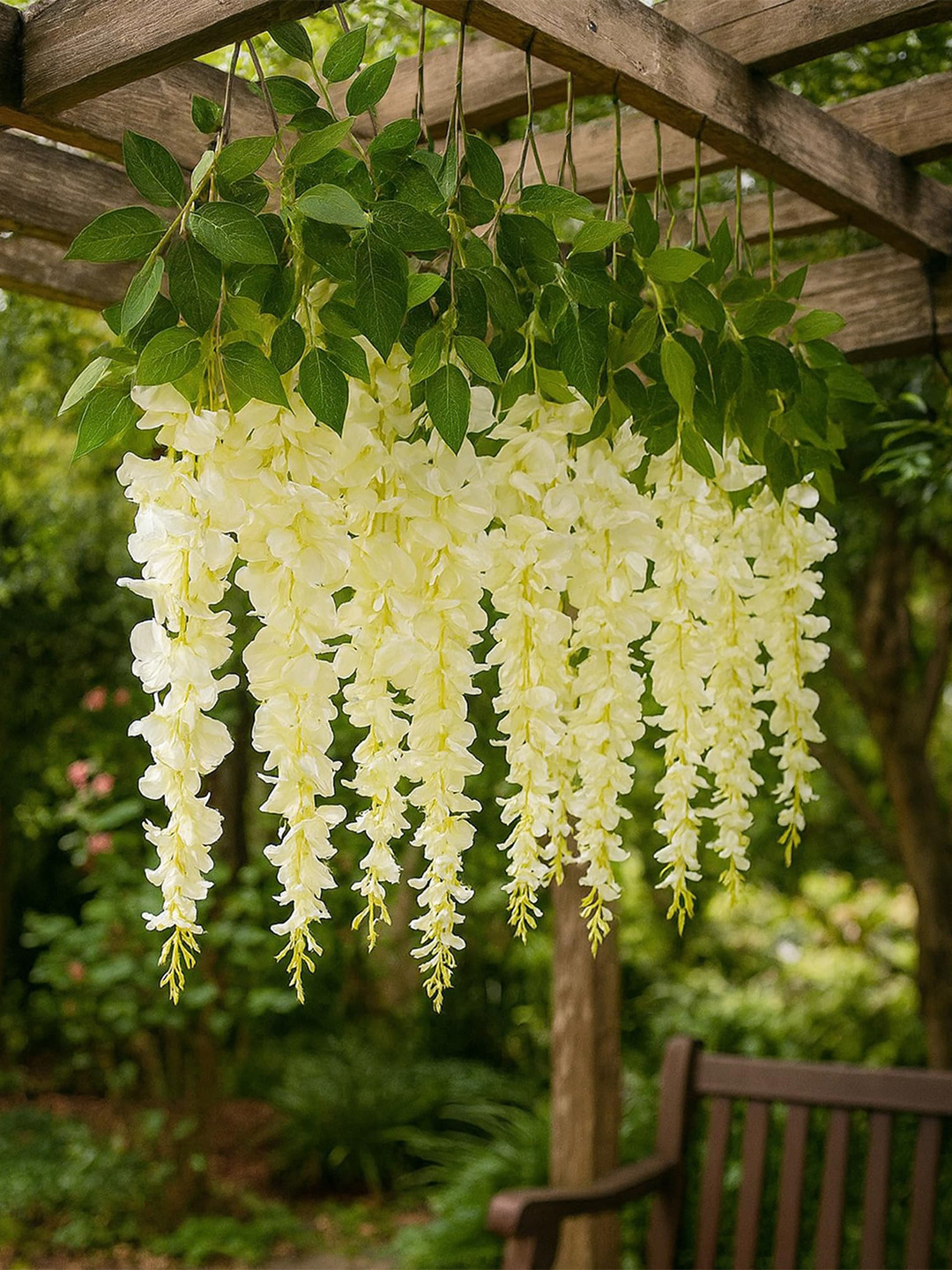 Homesake White 12-Pieces Faux Wisteria Vine Hanging Flower