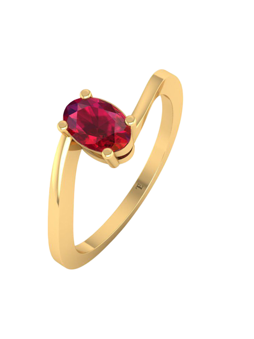 Hitmax 925 Sterling Silver 14K Gold Plated Ruby-Studded Finger Ring