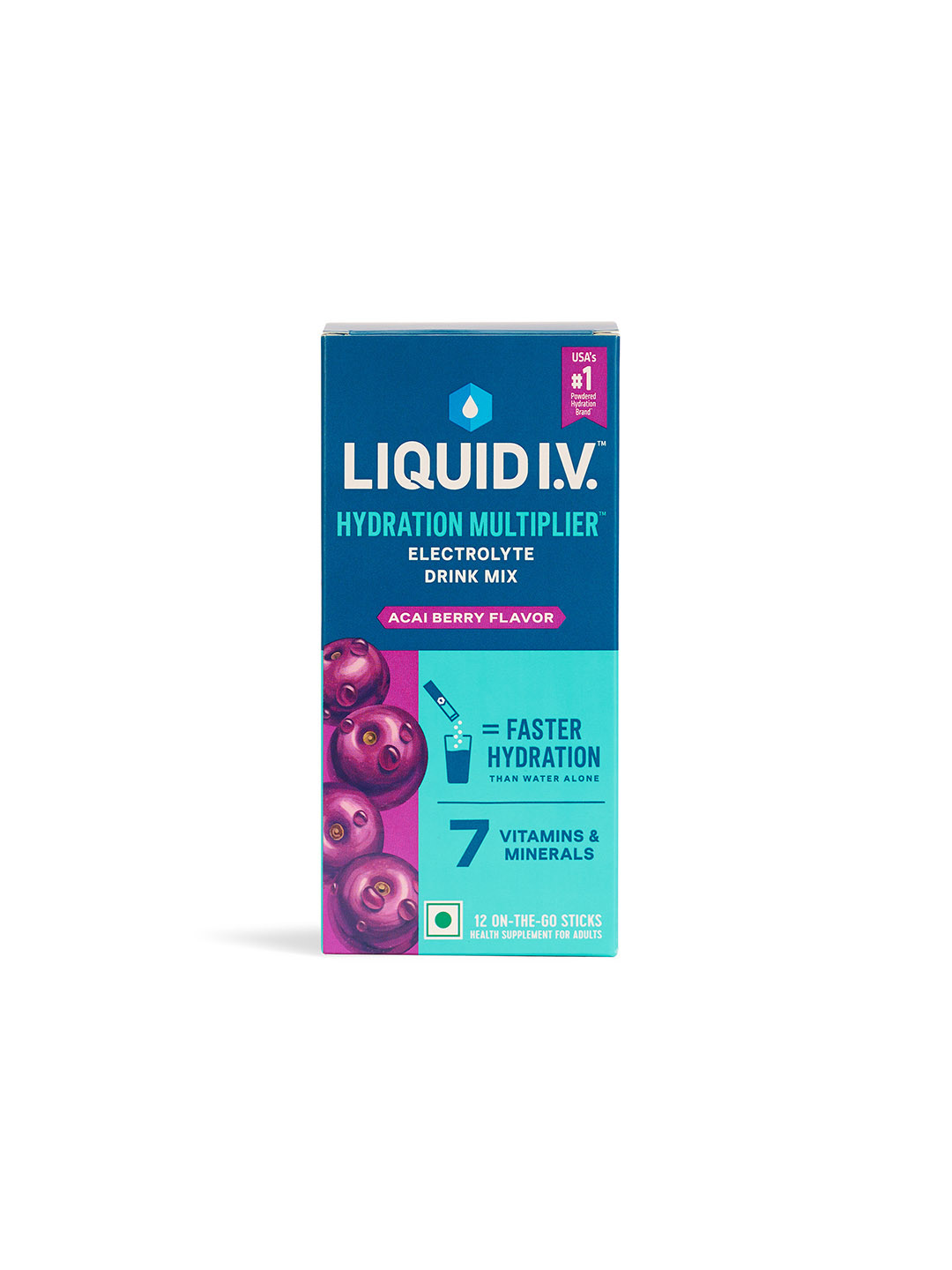 Liquid IV Hydration Multiplier Hydration Drink Mix 12 Sticks 16g Each - Acai Berry