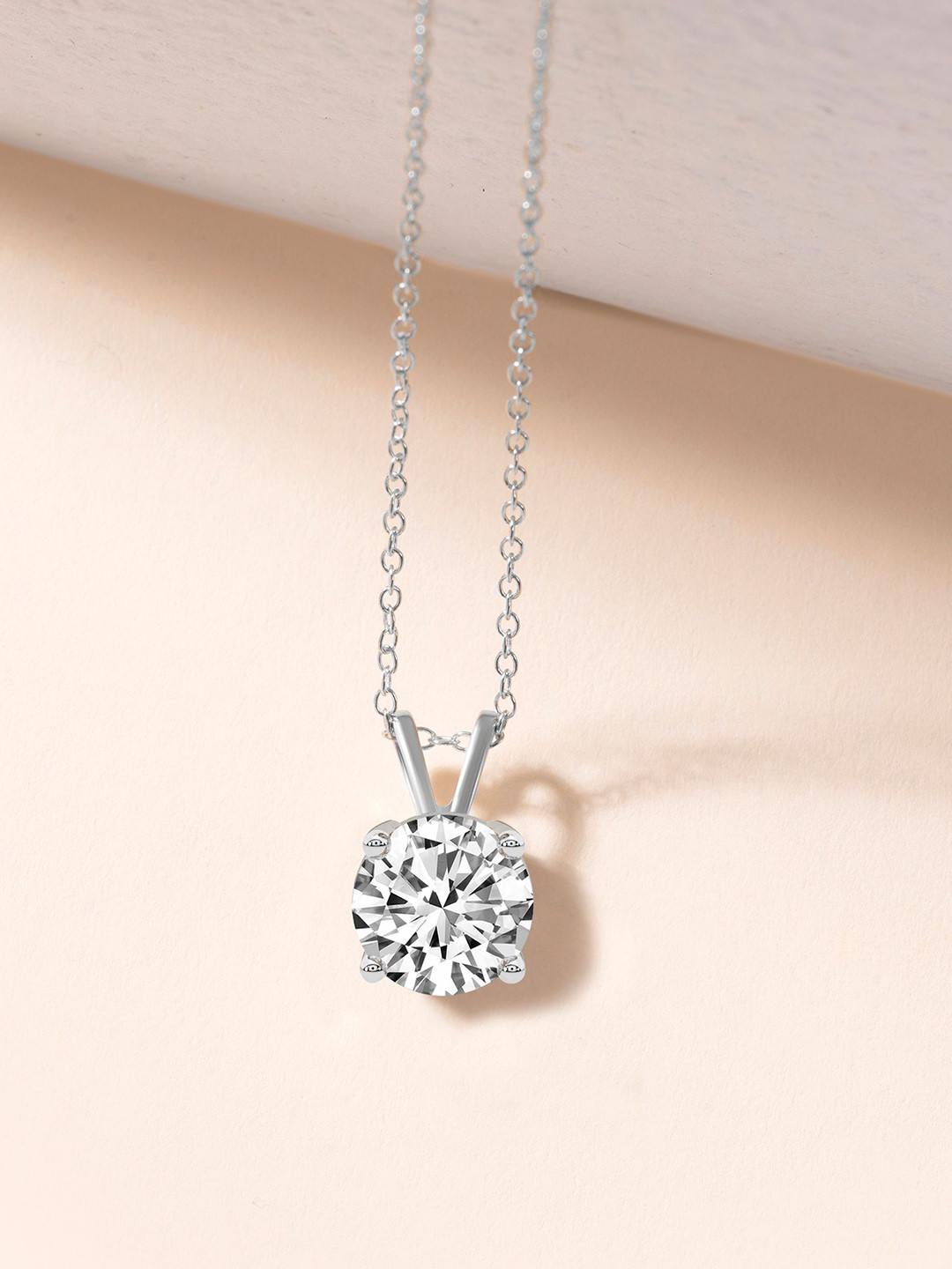 Sparkles Women 14Kt Gold 4 Prong Round Pendant With 1 Carat Lab Grown Diamond - 0.8g