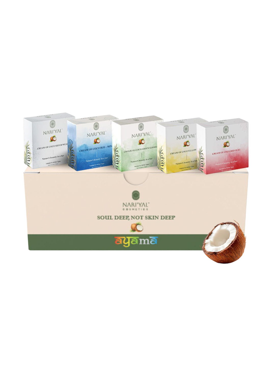NARIYAL Set Of 5 Cream Of Coco Soap- 50 g Each