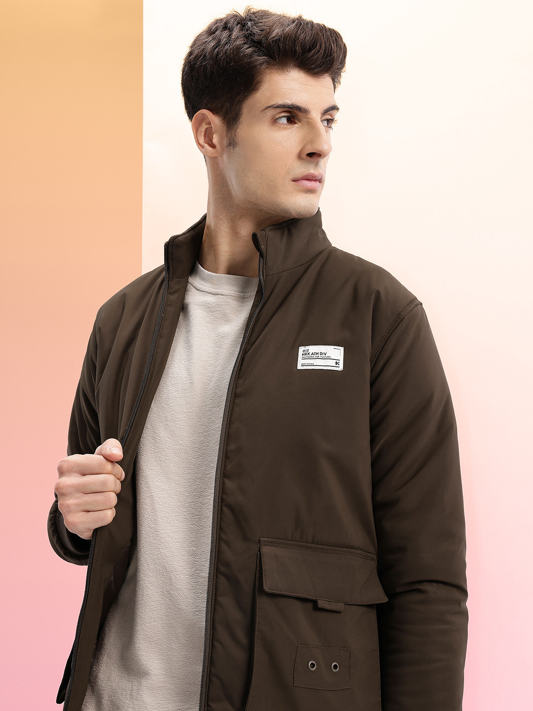 HRX by Hrithik Roshan Rivet & Applique Detail Bomber Jacket