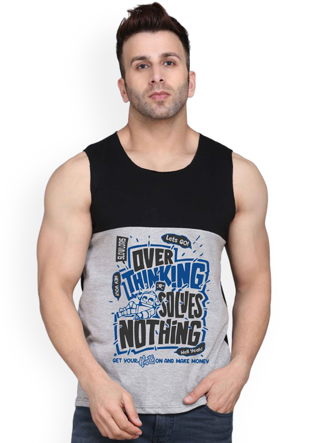 MINISTRY OF FRIENDS Men Printed Scoop Neck Gym Vests