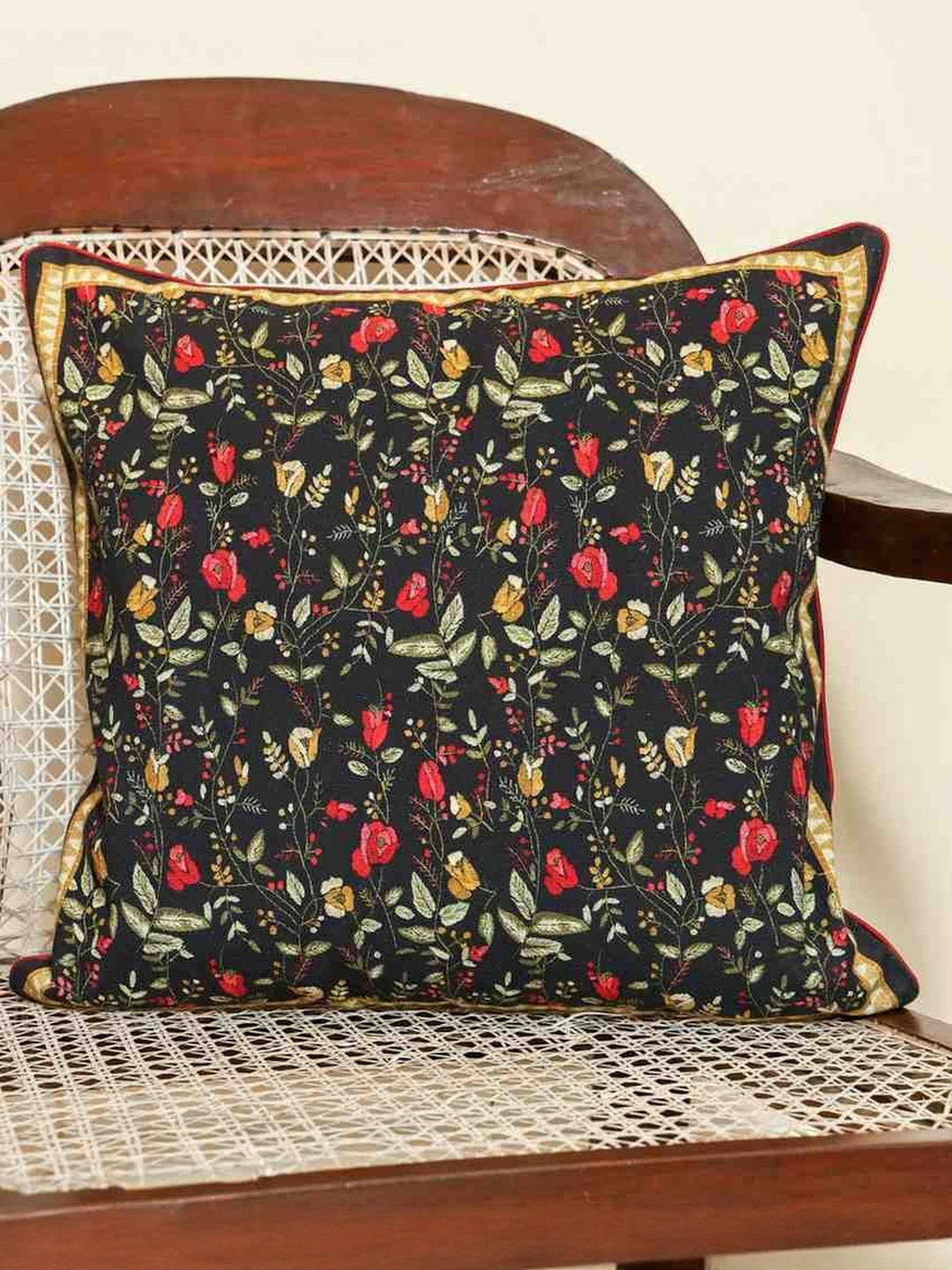 Sangria Midnight Garden Cushion Cover - Pack of one