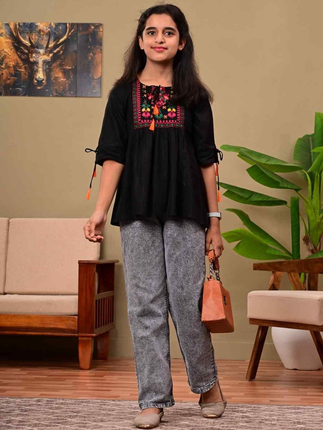 DMP EXPORT Print Cotton Peplum Top