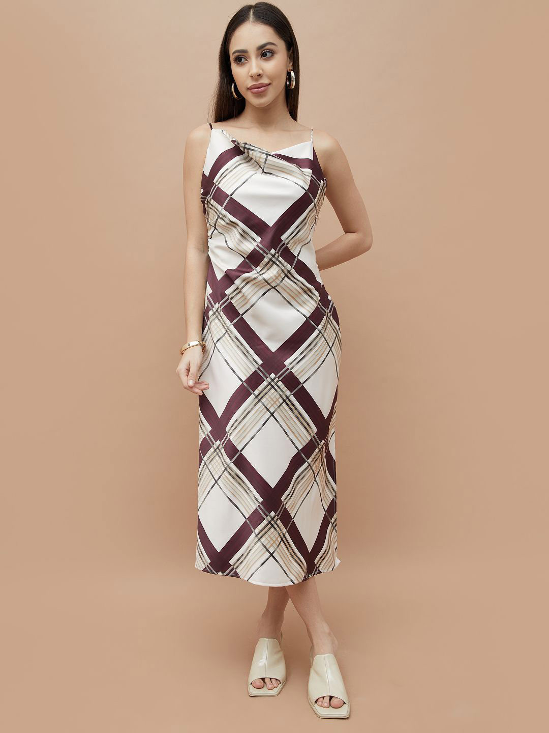 CODE by Lifestyle Women Checked Slip Sheath Midi Dress