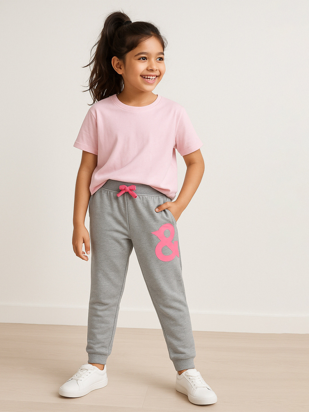 TALES & STORIES Girls Mid Rise Plain Cotton Joggers