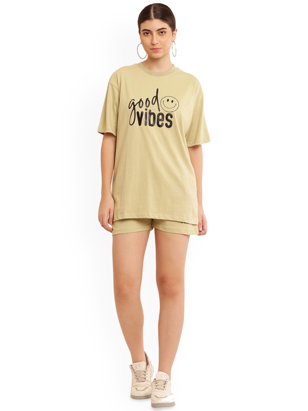 PRIYA POINT Women Typography Printed Pure Cotton Night suit