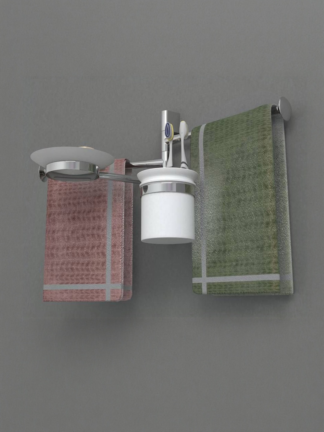 GLOXY Wall Mount Multipurpose Adjustable Stainless Steel Towel Holder Stand