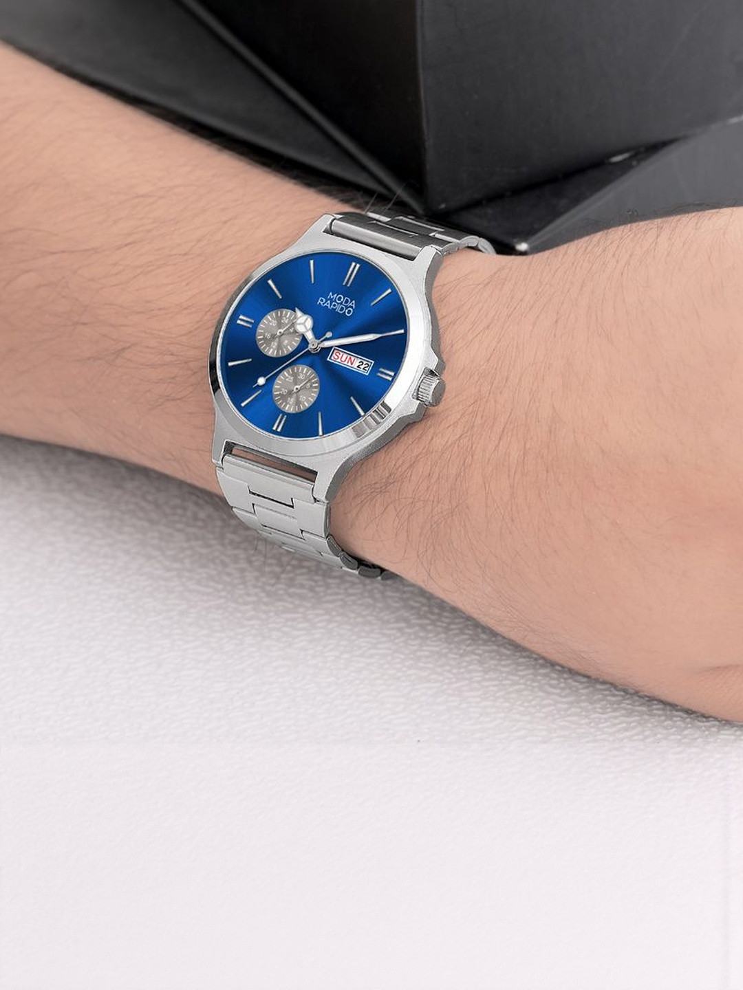 Moda Rapido Men Printed Dial & Stainless Steel Straps Analogue Watch MRW-3200-Blue