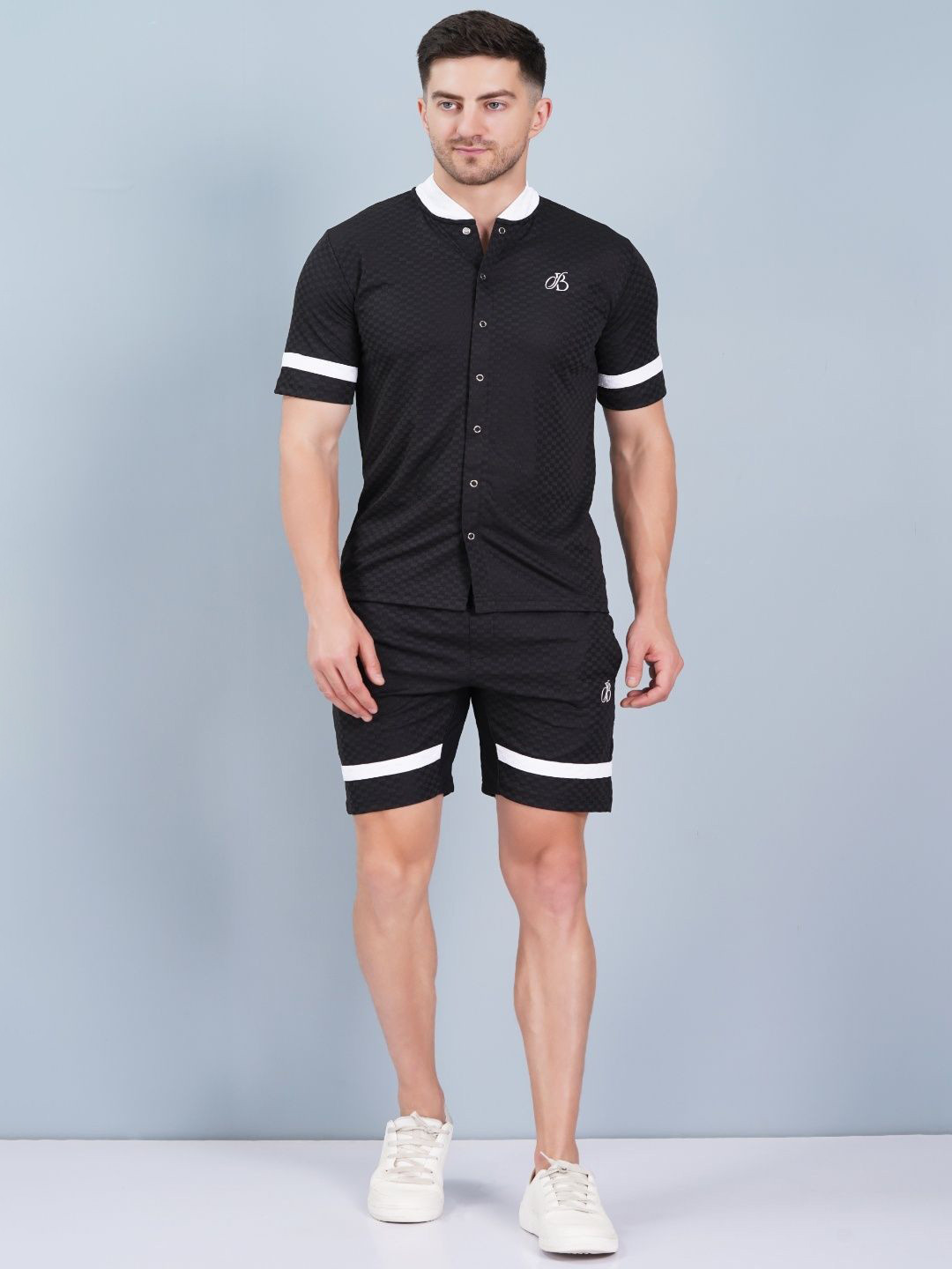 BRILLCO BIZZ Men Cuban Collar Shirt & Shorts Co-Ords Set