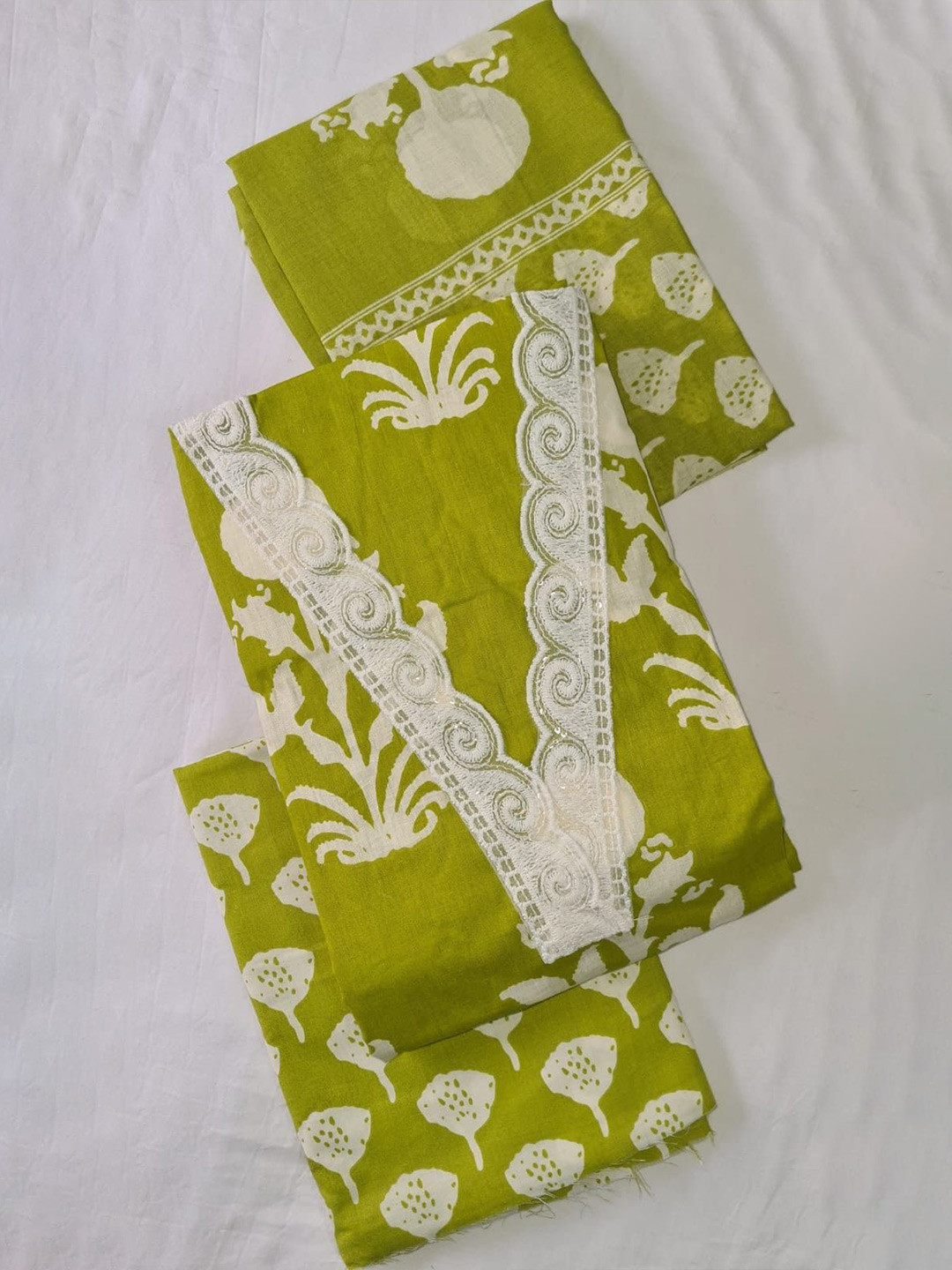 M S MODERN SUPER Floral Printed Thread Work Unstitched Dress Material