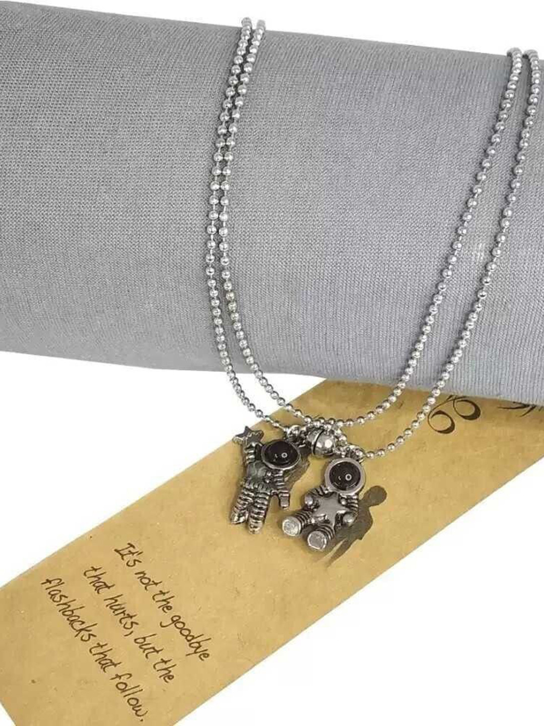 PASU FASHION Unisex Set Of 2 Stainless Steel Capsul Shaped Pendants With Chains